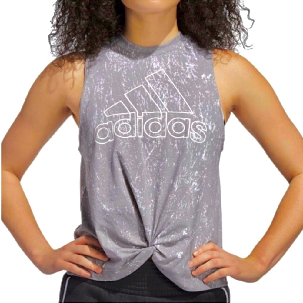 Black and Gray Adidas Knotted Tank Top